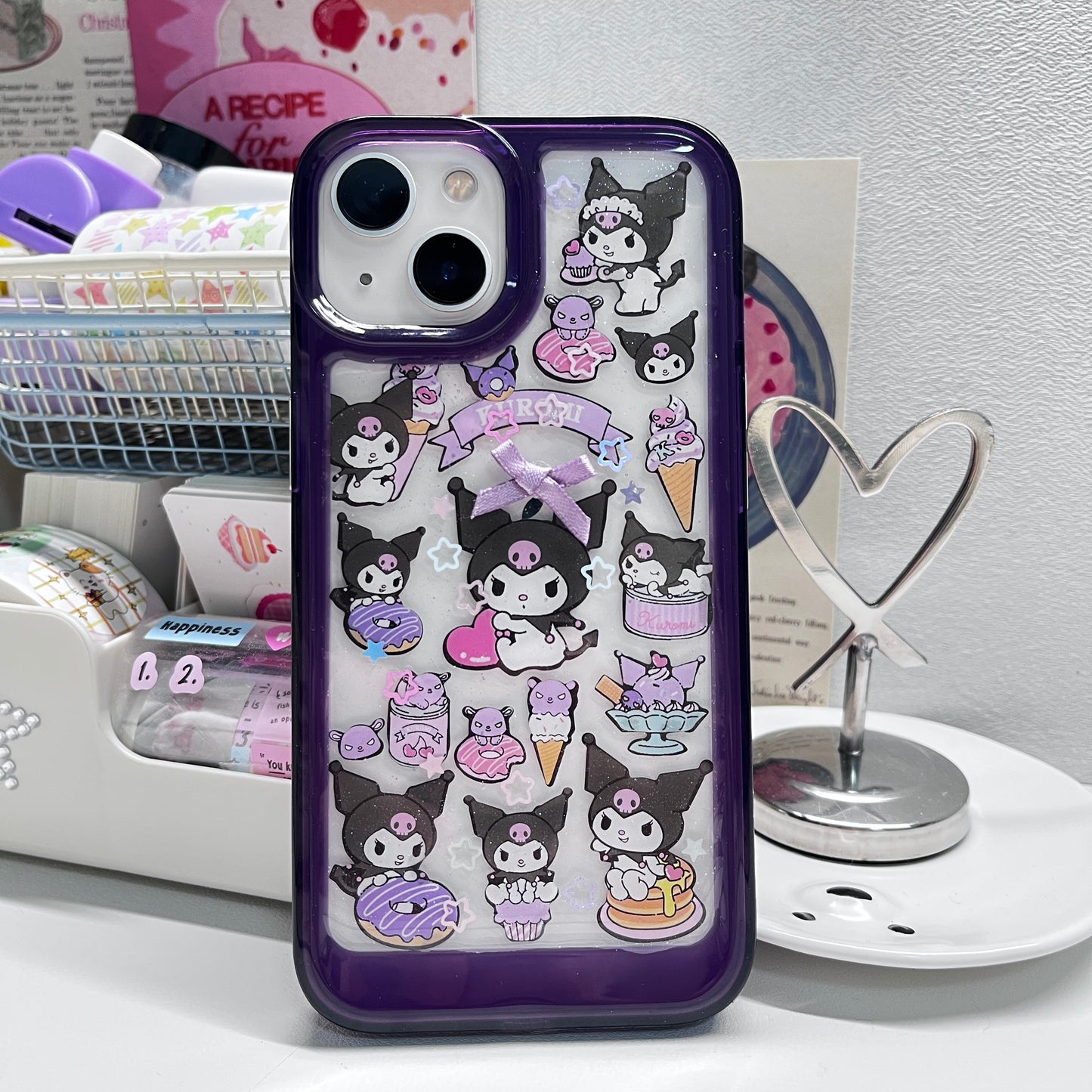 Kuromi Handmade Dispensing Sticker Phone Case