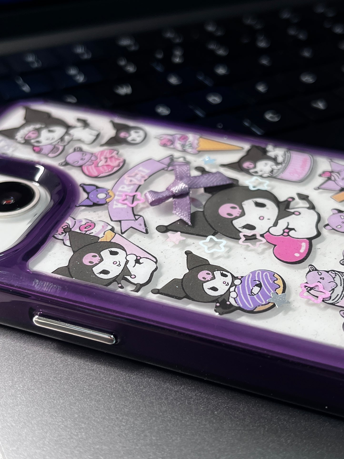 Kuromi Handmade Dispensing Sticker Phone Case