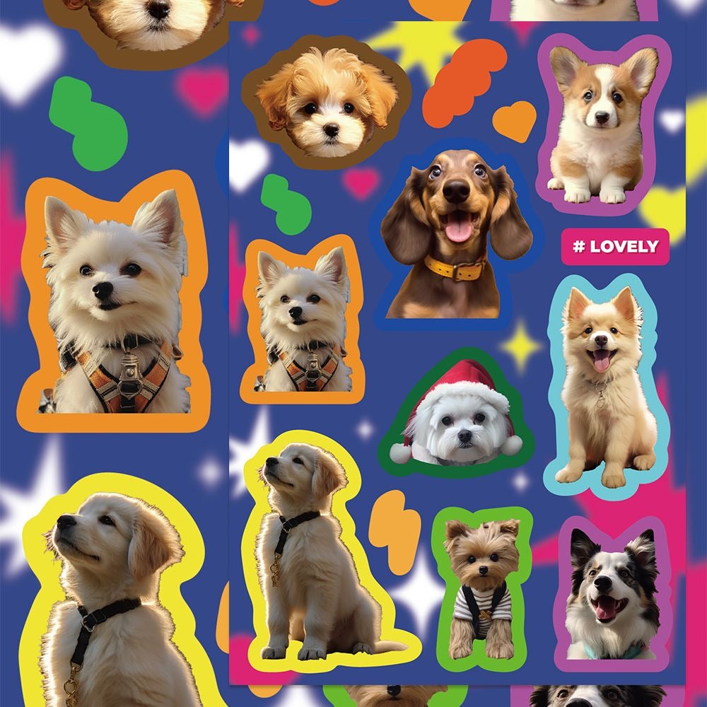16 Sheets American Retro Animal Collage Cat Back Card Waterproof Stickers