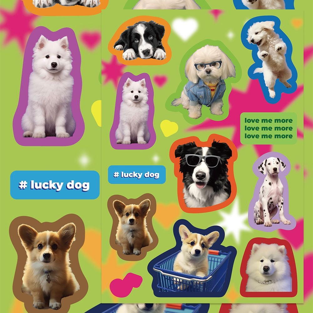 16 Sheets American Retro Animal Collage Cat Back Card Waterproof Stickers