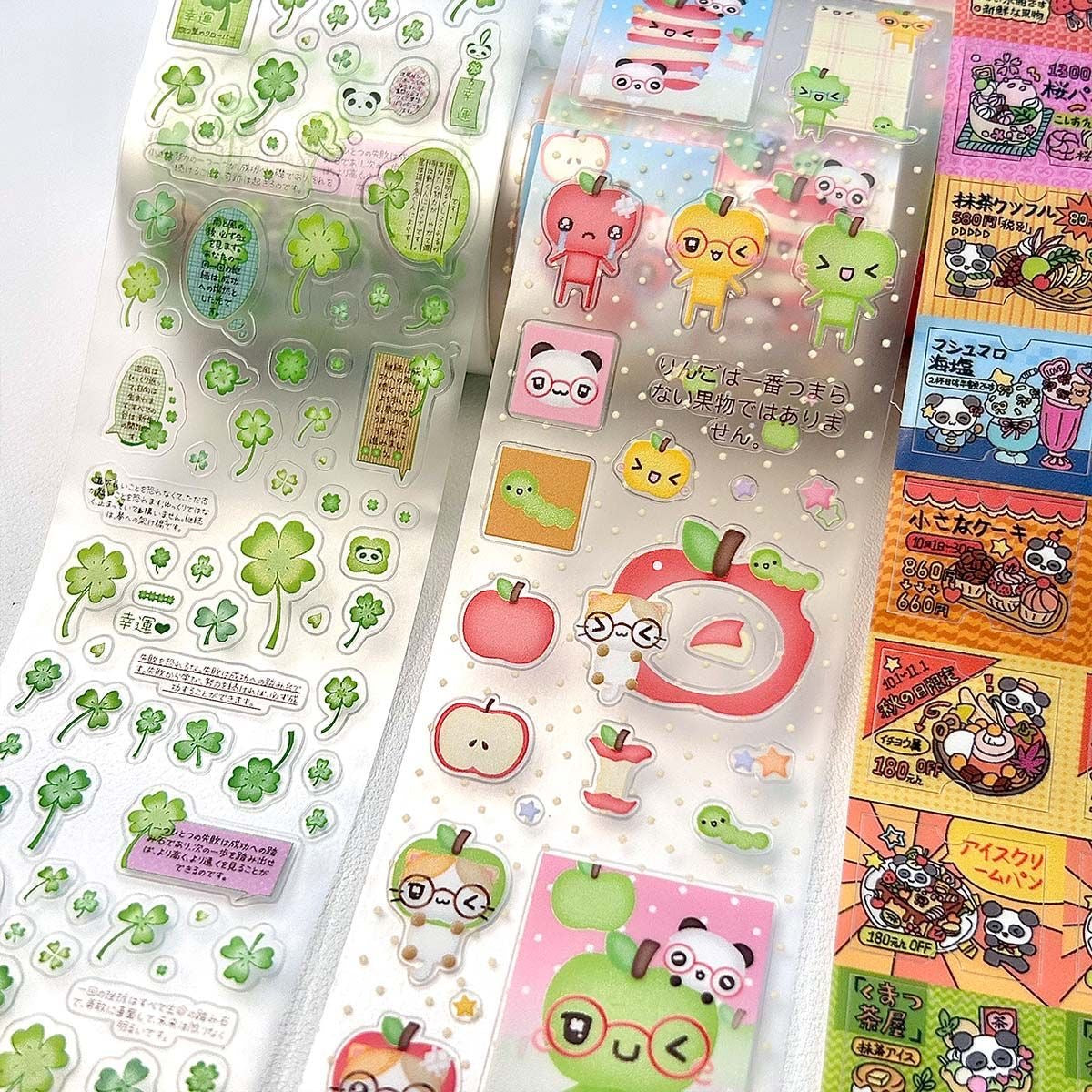 2M Apple Head Clover Waterproof Sticker Roll
