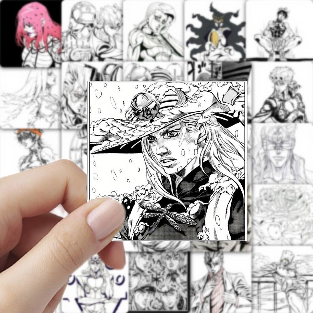 59Pcs Jojo's Bizarre Adventure Black And White Stickers A