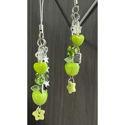 Green Apple Four-Leaf Clover Star Phone Charm