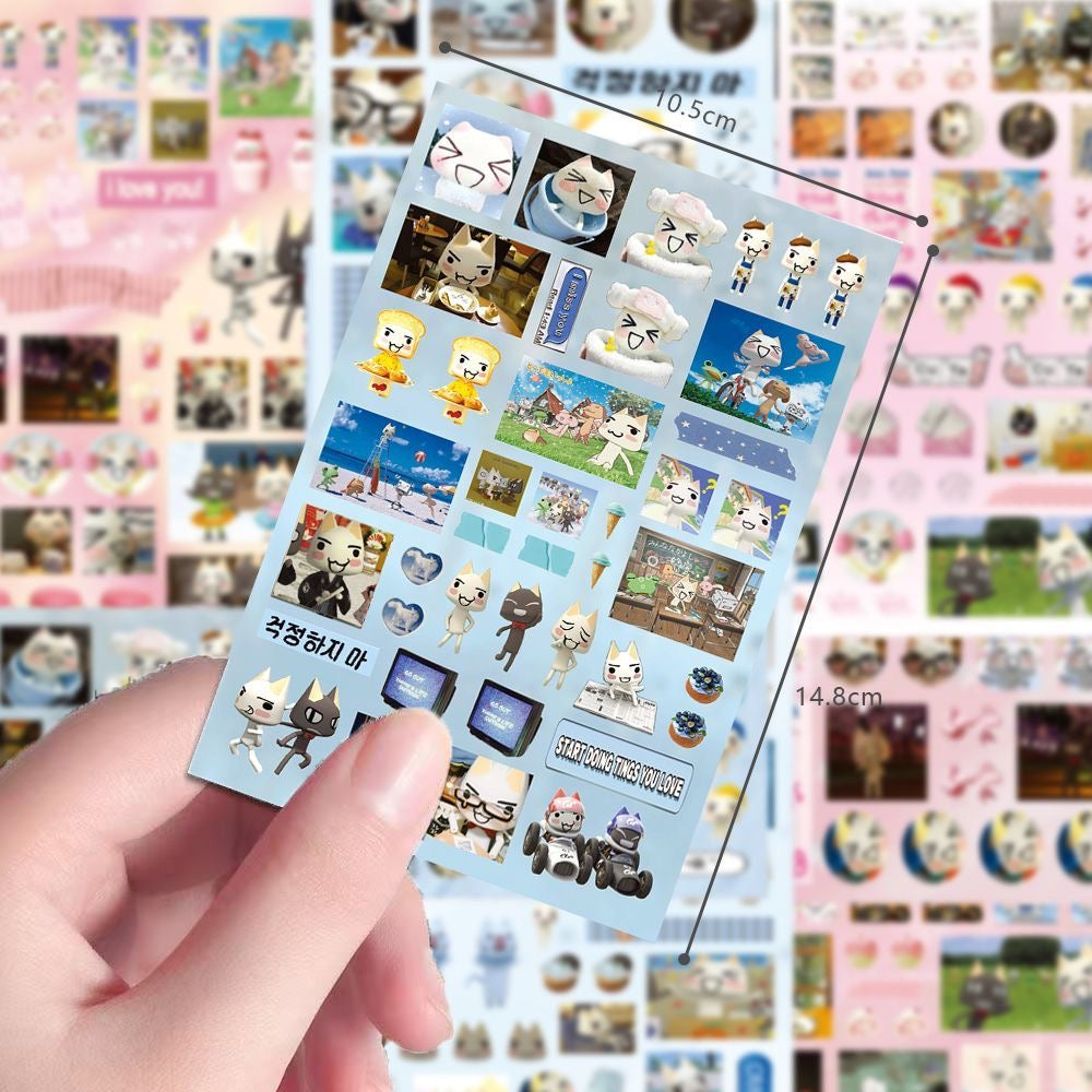 8 Sheets Toro Cat Stickers B