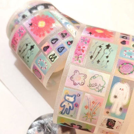 10.63inches Secret Realm Sparkling Sand Sticker Paper Roll Packaging