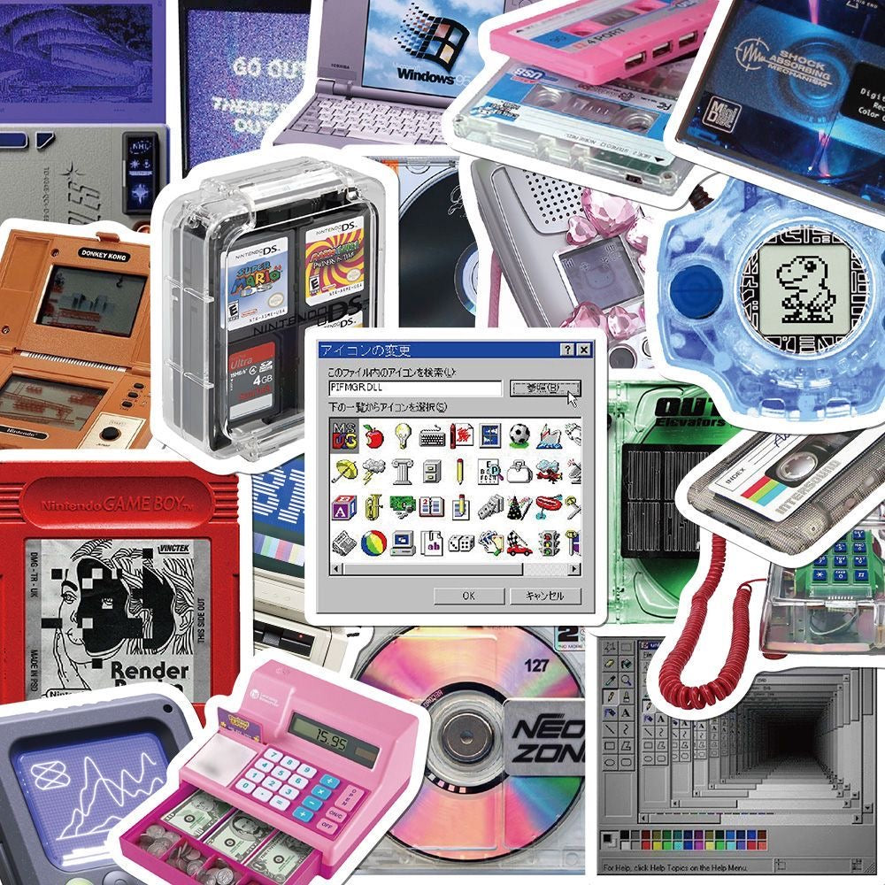 50 Pcs Retro Computer Game Console Waterproof Stickers