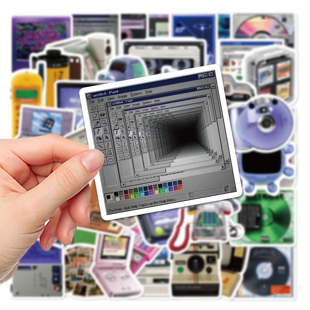 50 Pcs Retro Computer Game Console Waterproof Stickers