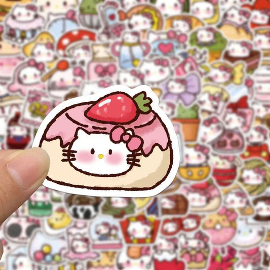 103pcs Cute Food Themed Kitty Cat Convenience Store Stickers