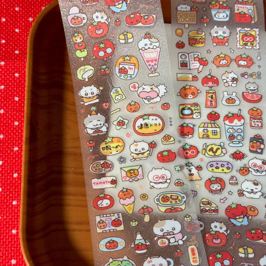 13.75inches Cartoon Tomato Cat Sticker Roll