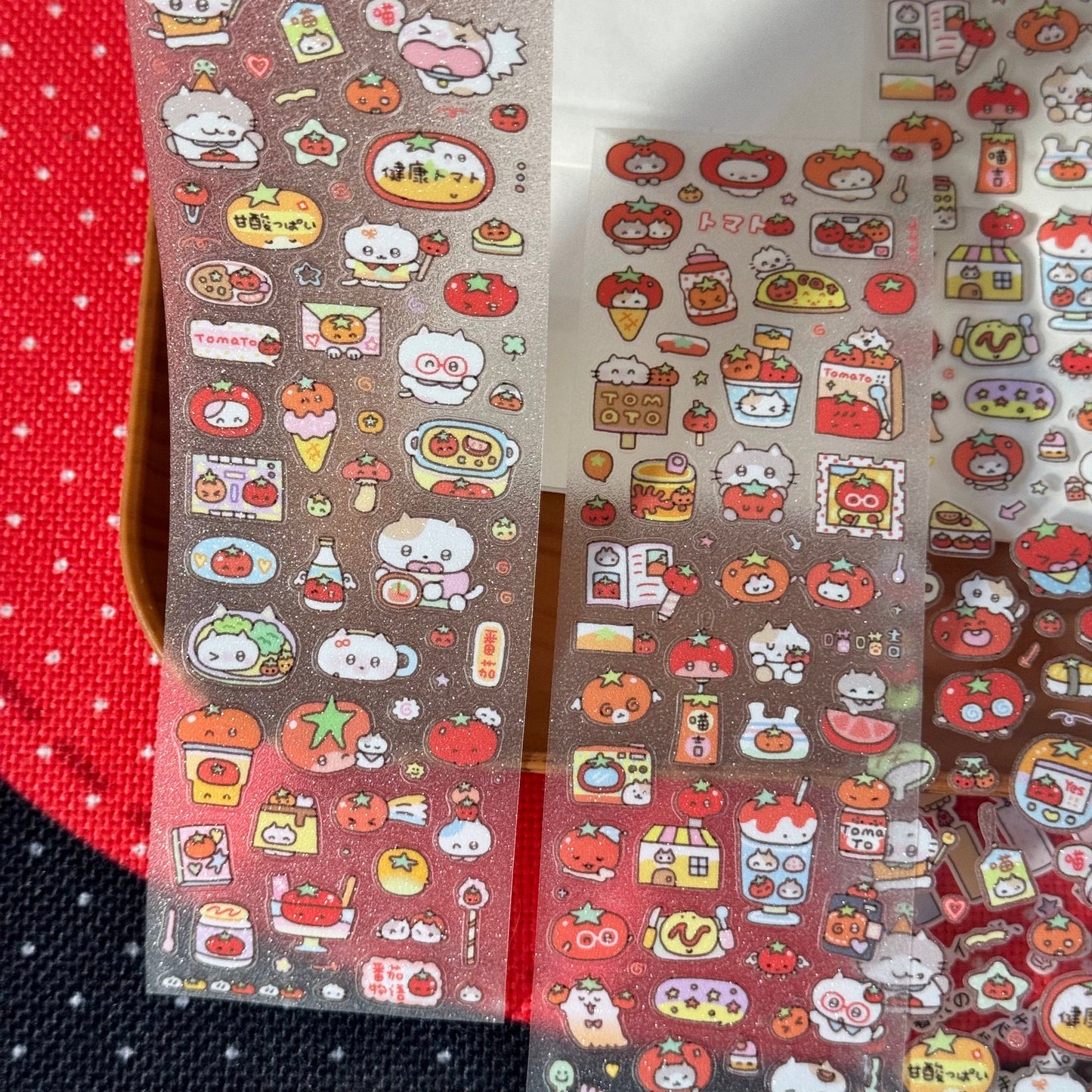 13.75inches Cartoon Tomato Cat Sticker Roll