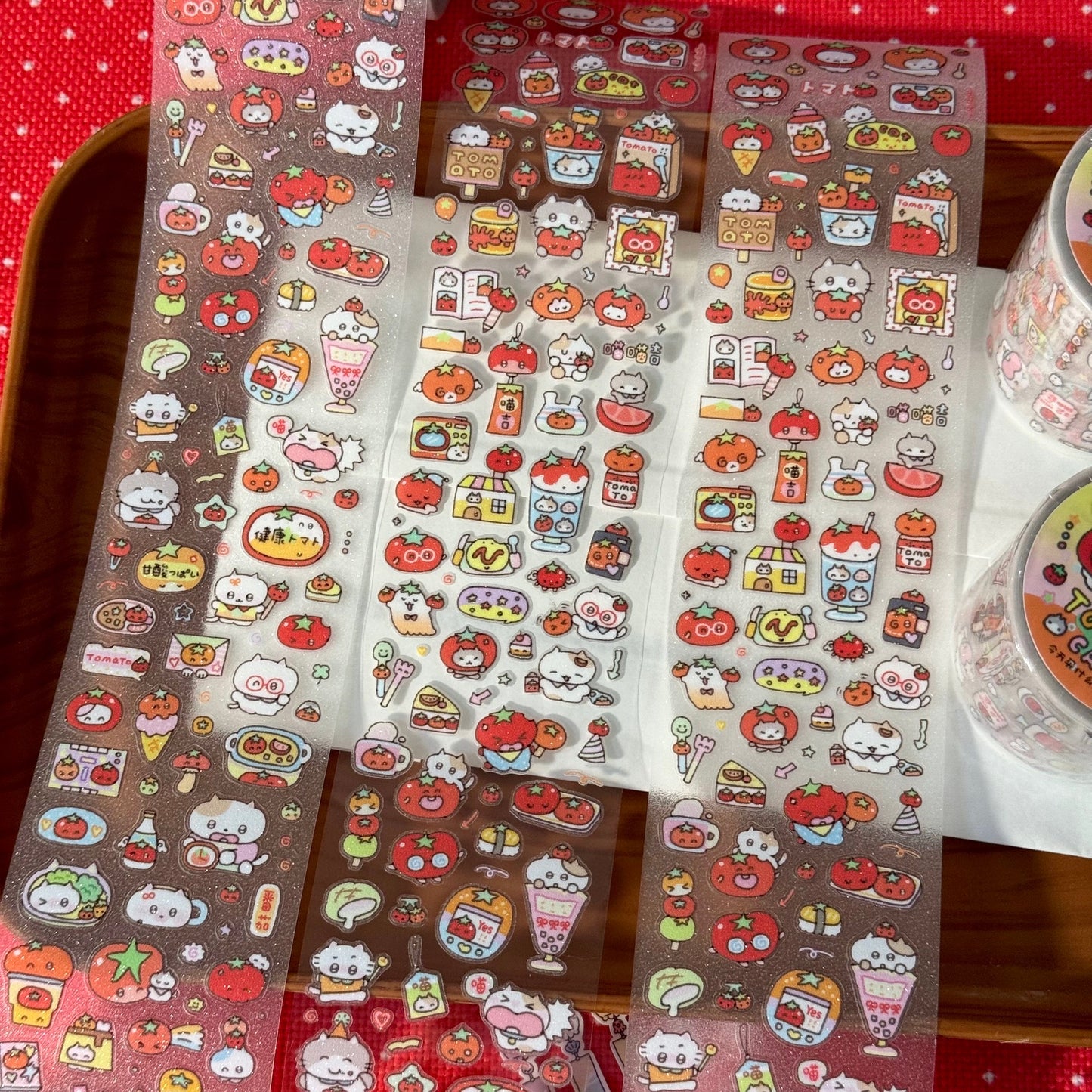 13.75inches Cartoon Tomato Cat Sticker Roll