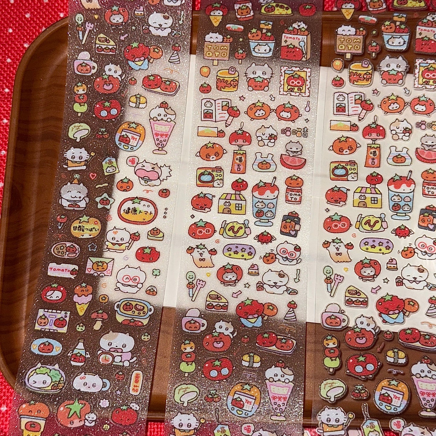 13.75inches Cartoon Tomato Cat Sticker Roll