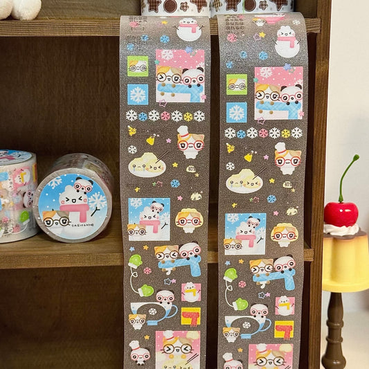 13.75inches White Season Red Panda Snowman Sticker Roll