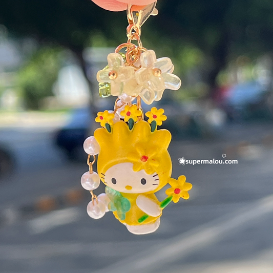 Tiny Hello Kitty Flower Fairy Phone Chain （Including Spacer）