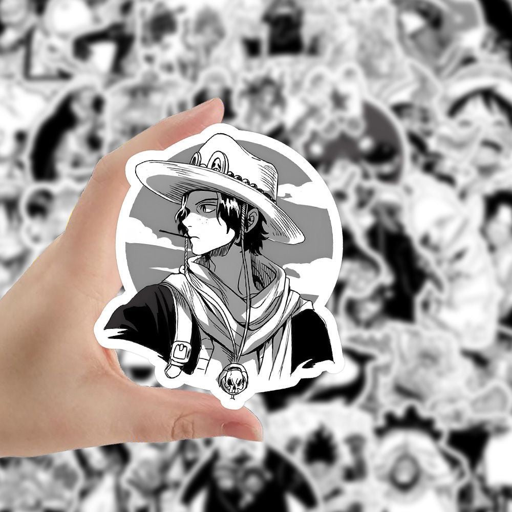 58Pcs One Piece Black And White Stickers
