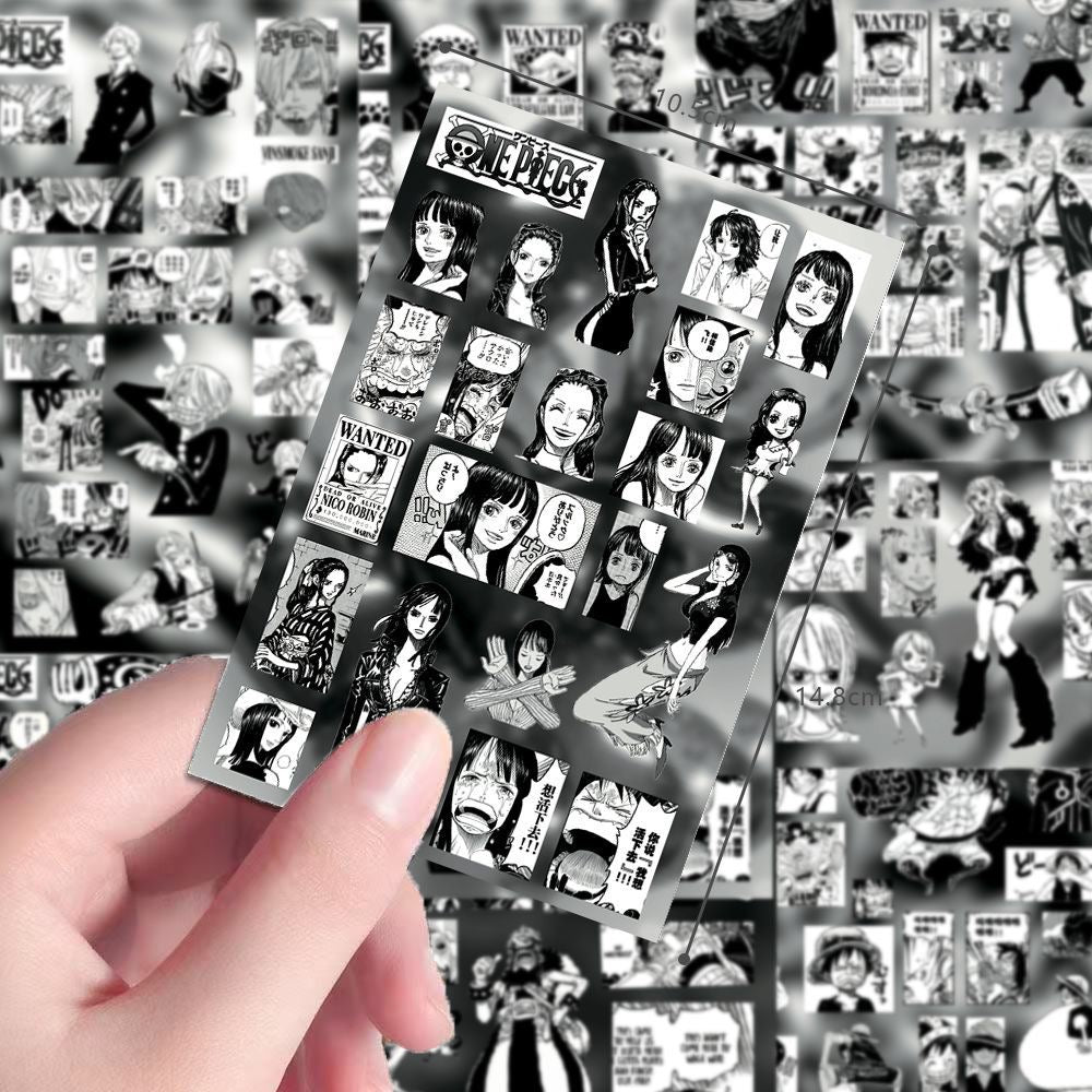 8 Sheets One Piece Black And White Stickers
