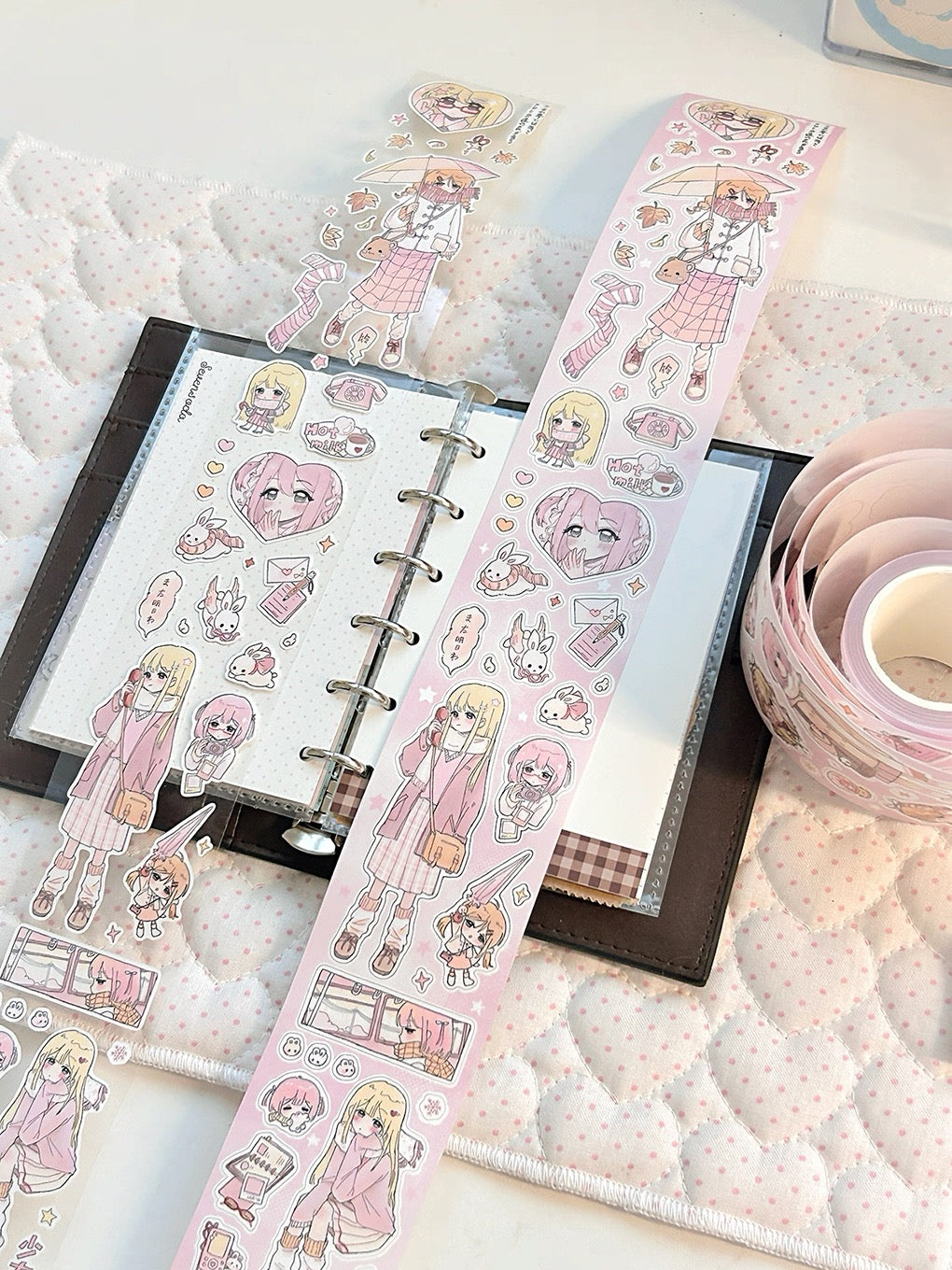 19.68inches Pink Cute Girl Sticker Roll