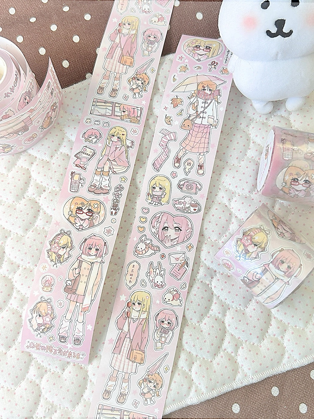 19.68inches Pink Cute Girl Sticker Roll