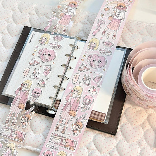 19.68inches Pink Cute Girl Sticker Roll
