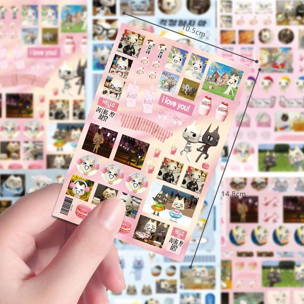 8 Sheets Toro Cat Stickers B