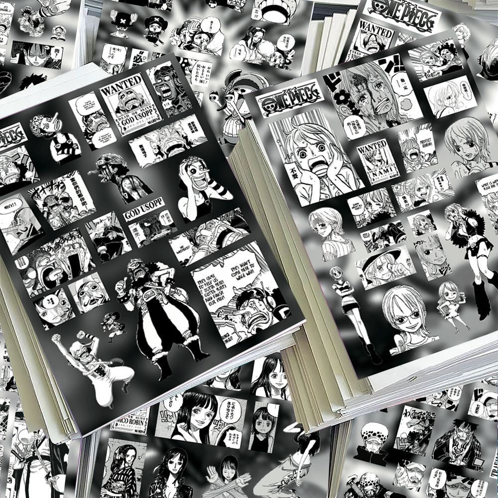 8 Sheets One Piece Black And White Stickers