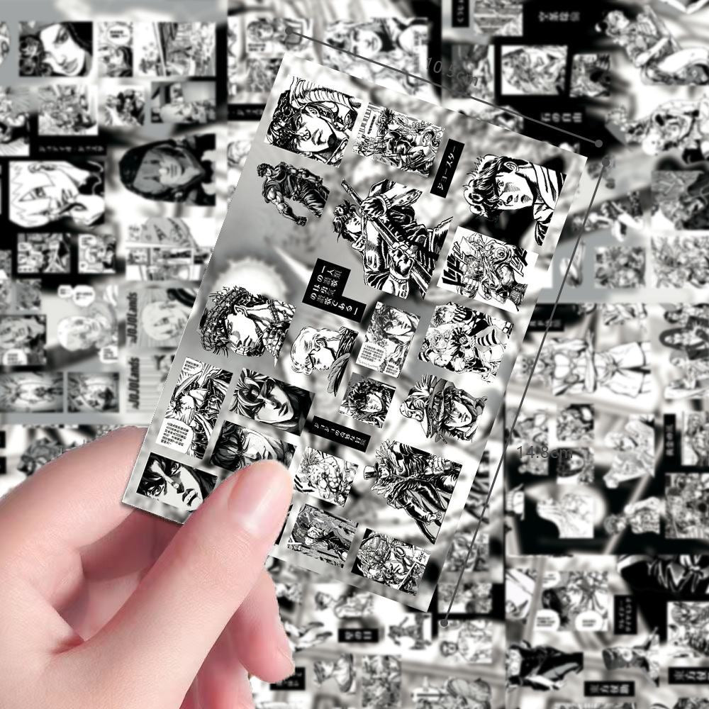 8 Sheets ‌JoJo's Bizarre Adventure Black And White Stickers
