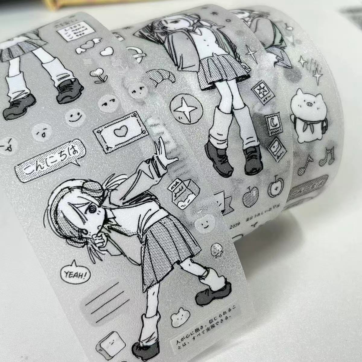 【Limited Edition】 1M Little Me Cute Girl Flash Sand Sticker Roll