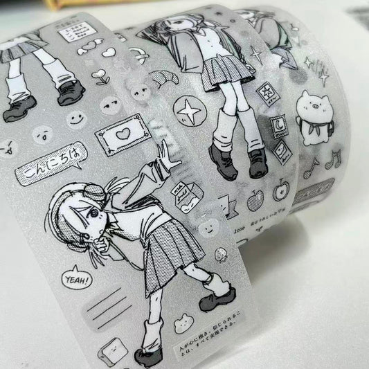 【Limited Edition】 1M Little Me Cute Girl Flash Sand Sticker Roll