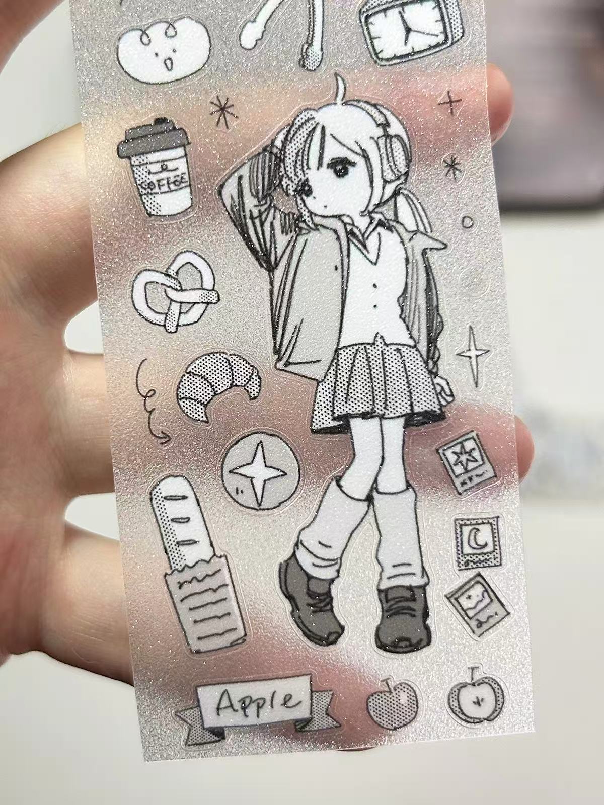 【Limited Edition】 1M Little Me Cute Girl Flash Sand Sticker Roll