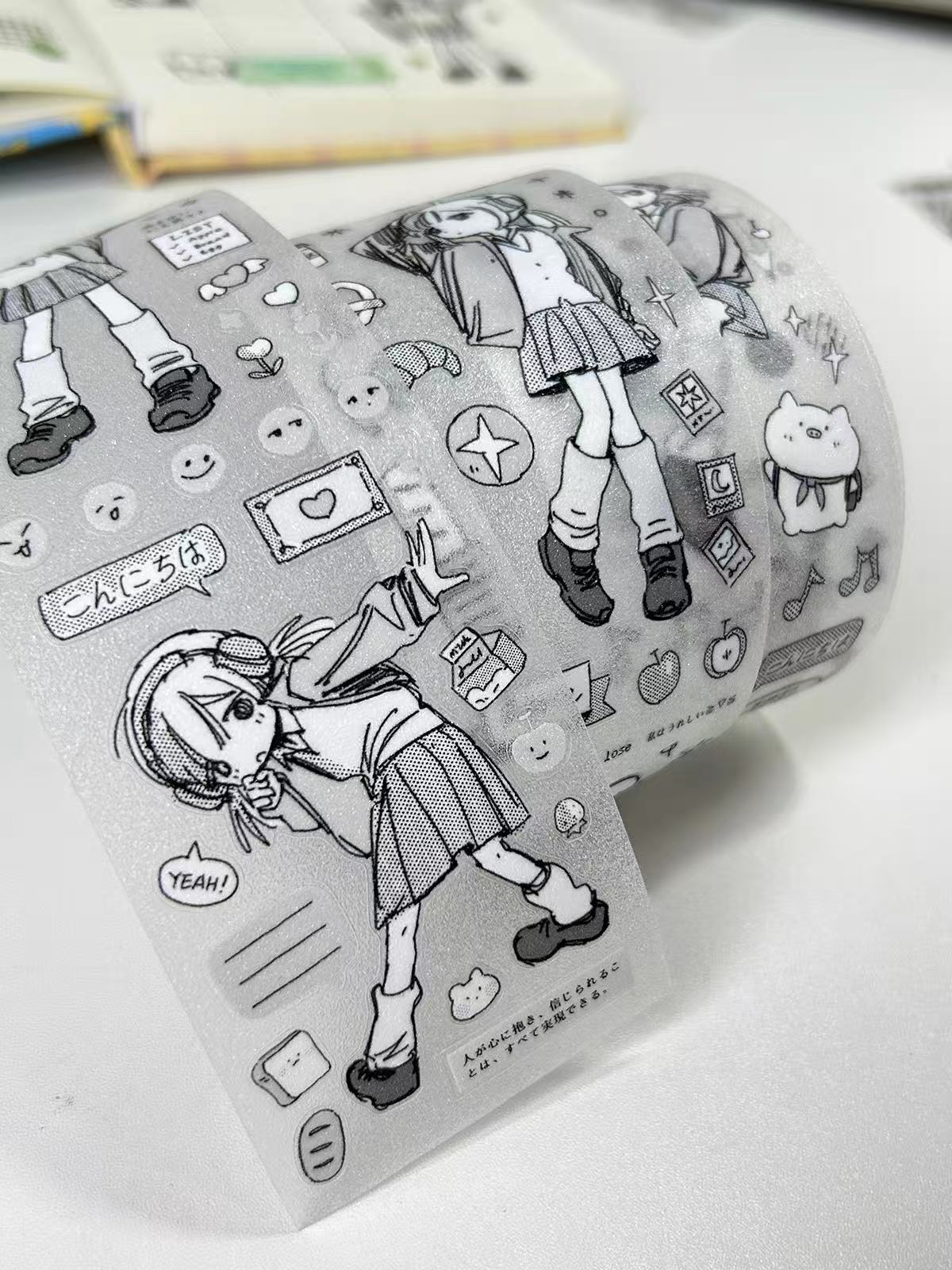 【Limited Edition】 1M Little Me Cute Girl Flash Sand Sticker Roll