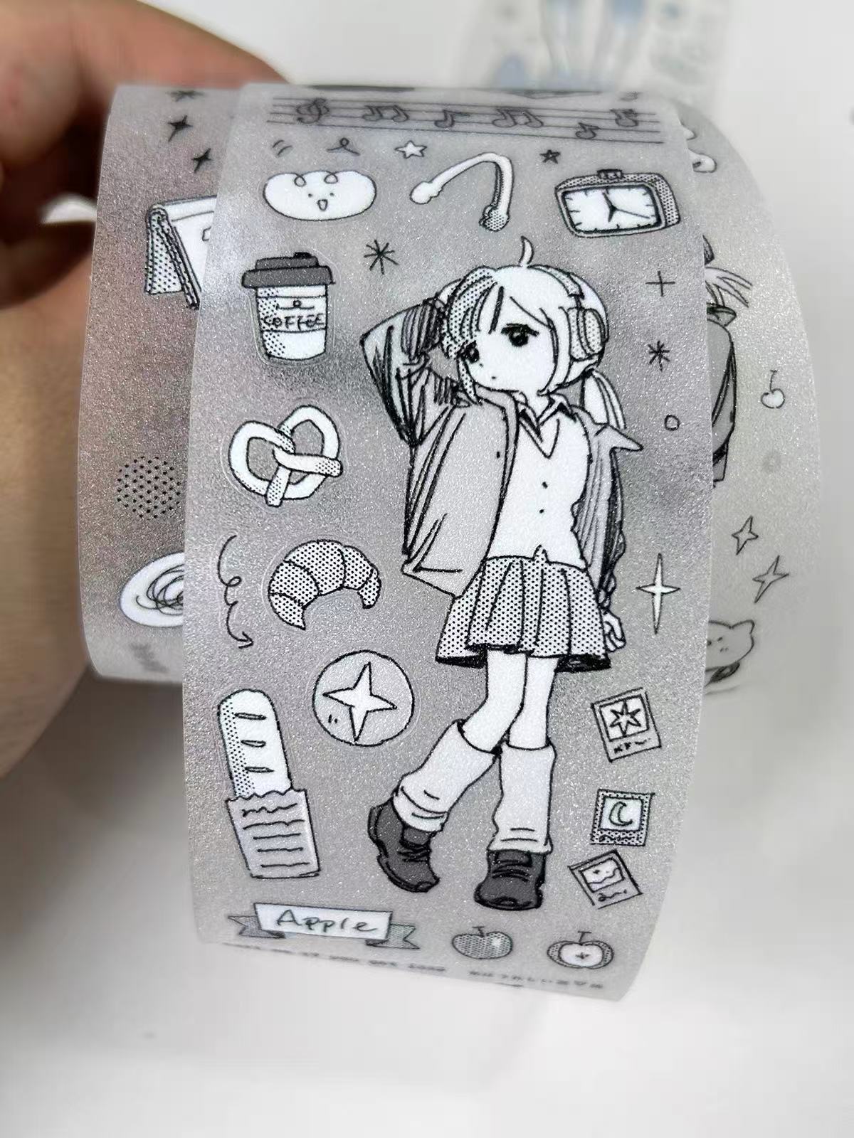 【Limited Edition】 1M Little Me Cute Girl Flash Sand Sticker Roll