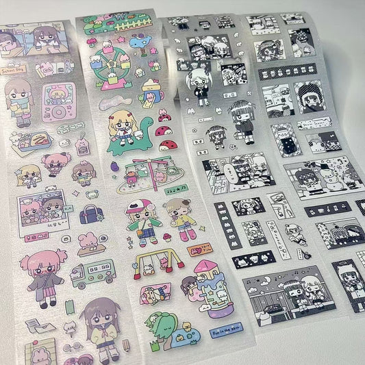 2.1M Cartoon Girl Character Flash Sticker Roll