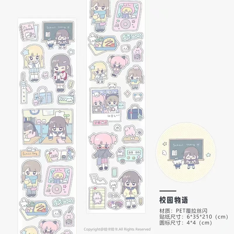 2.1M Cartoon Girl Character Flash Sticker Roll