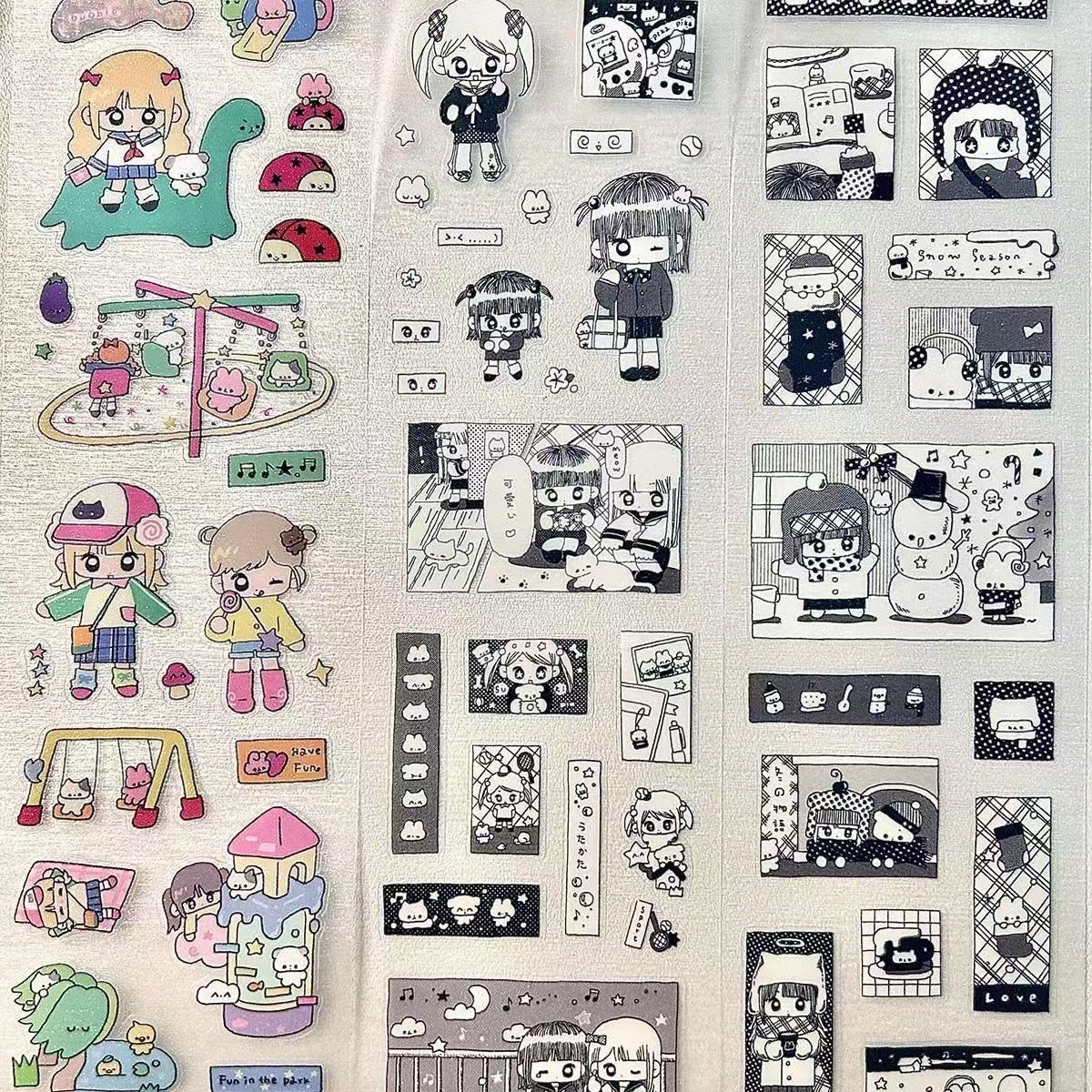 2.1M Cartoon Girl Character Flash Sticker Roll
