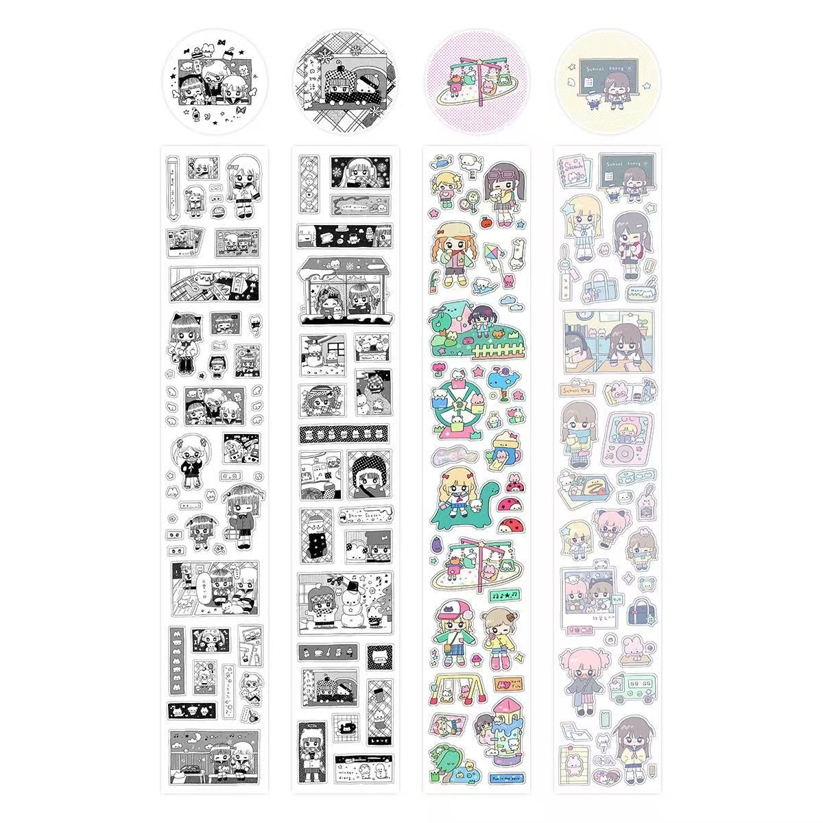 2.1M Cartoon Girl Character Flash Sticker Roll