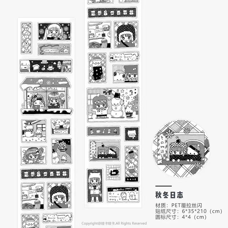 2.1M Cartoon Girl Character Flash Sticker Roll
