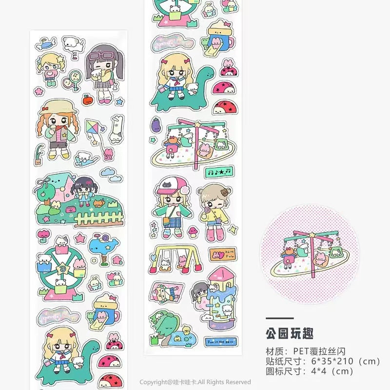 2.1M Cartoon Girl Character Flash Sticker Roll