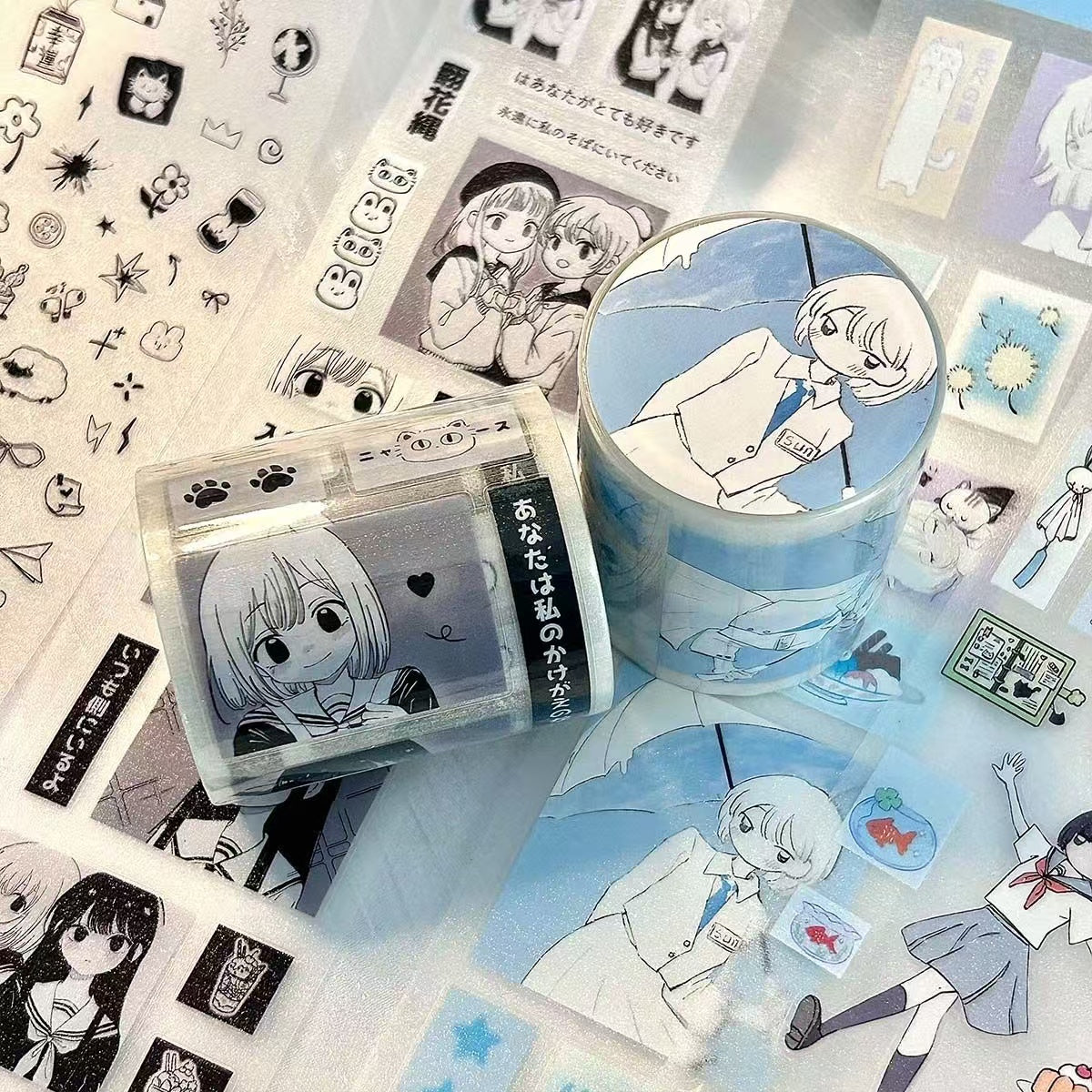 2.1M Girl Character Comic Flash Sticker Roll
