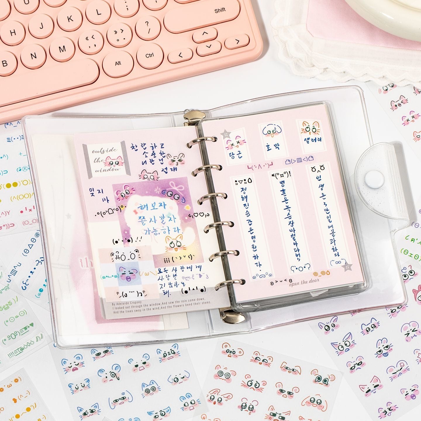 24Sheets 500+Pcs Kaomoji Sticker Book Set of 2