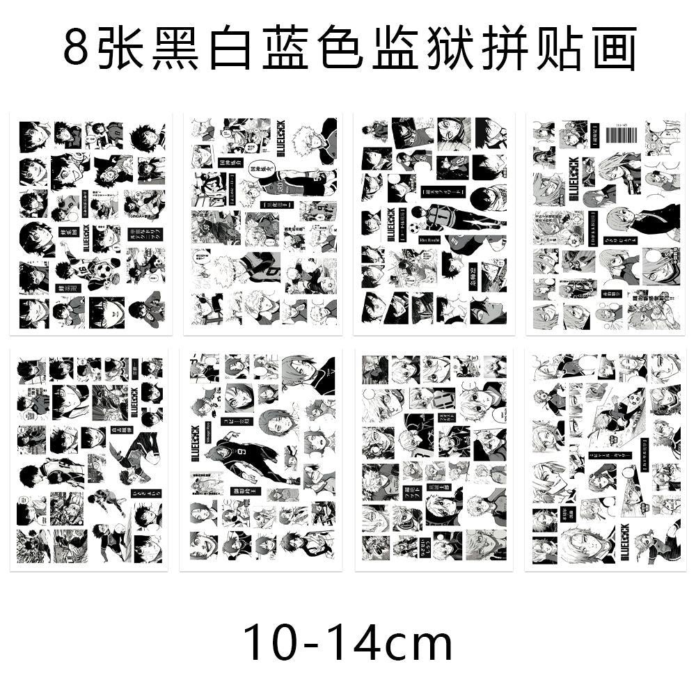 8 Sheets Blue Lock Stickers