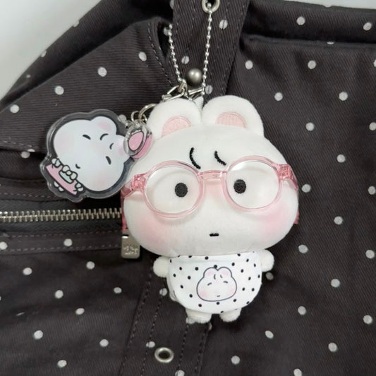 【Pre-Order】Glasses Bunny Plush Keychain Pendant