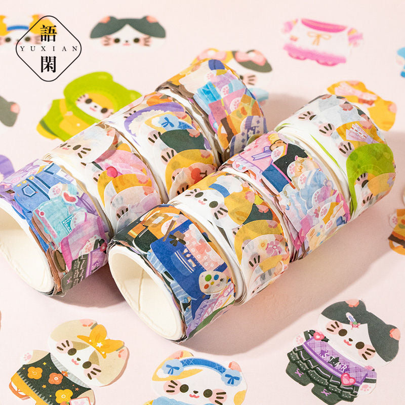 2M Cute Cat Dress Up Stickers Roll (2Rolls)