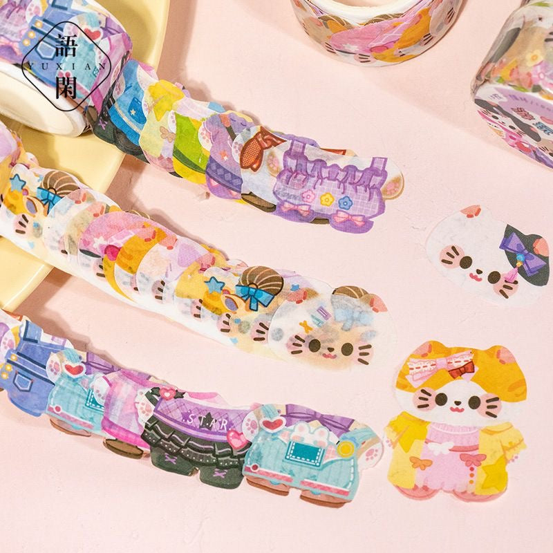 2M Cute Cat Dress Up Stickers Roll (2Rolls)