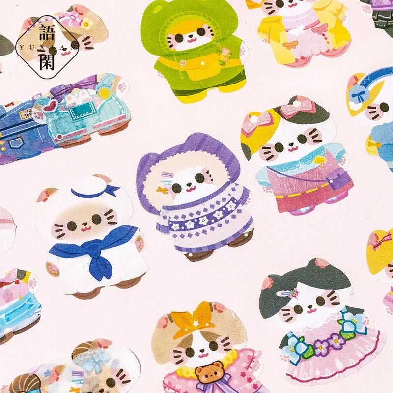 2M Cute Cat Dress Up Stickers Roll (2Rolls)