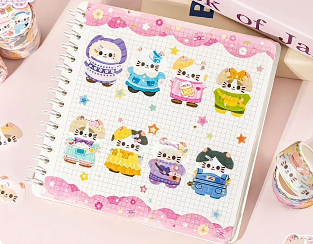 2M Cute Cat Dress Up Stickers Roll (2Rolls)