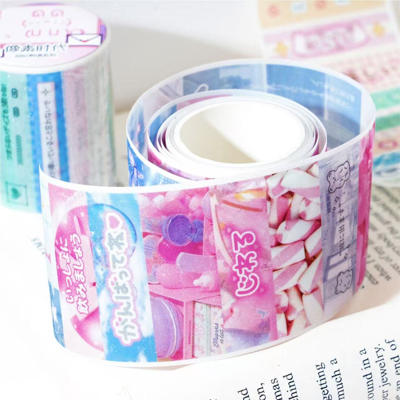 2M Cute Korean Style Ancient Flash Sand Sticker Roll