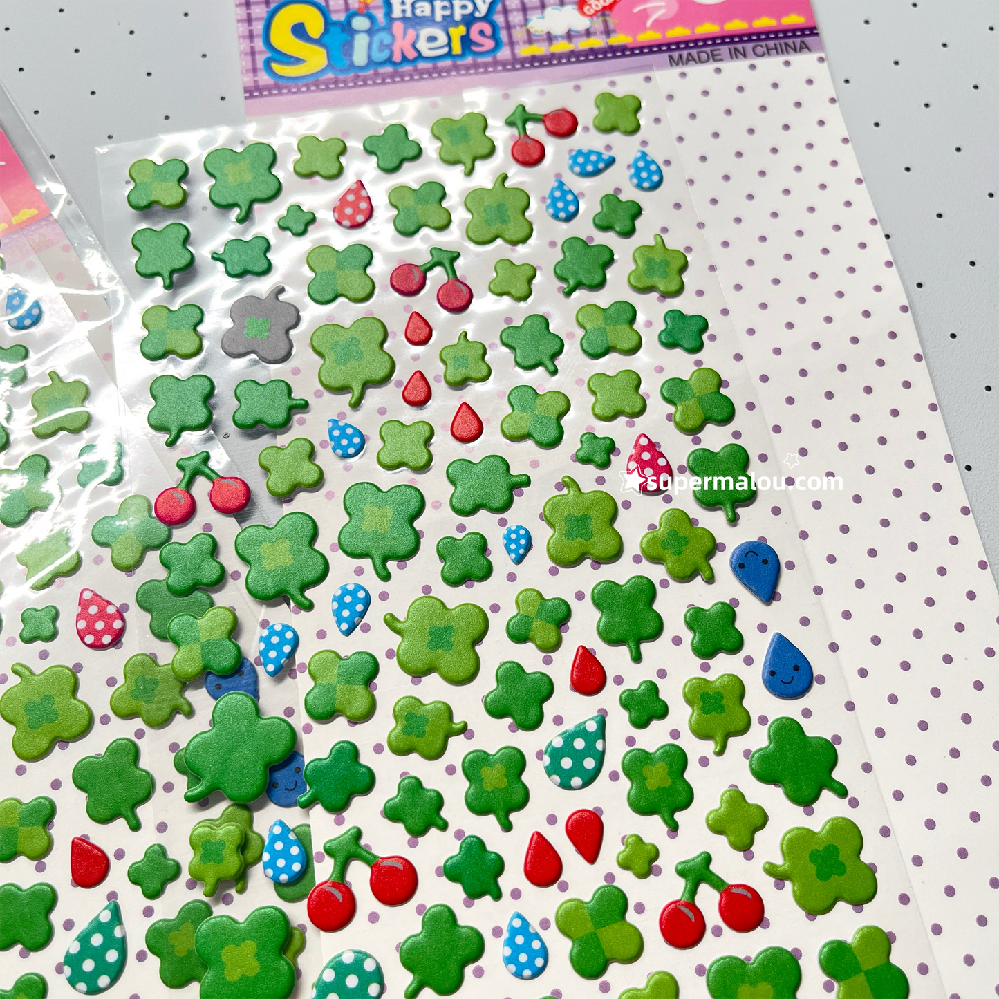 2 Sheets Lucky Clover 3D Deco Stickers