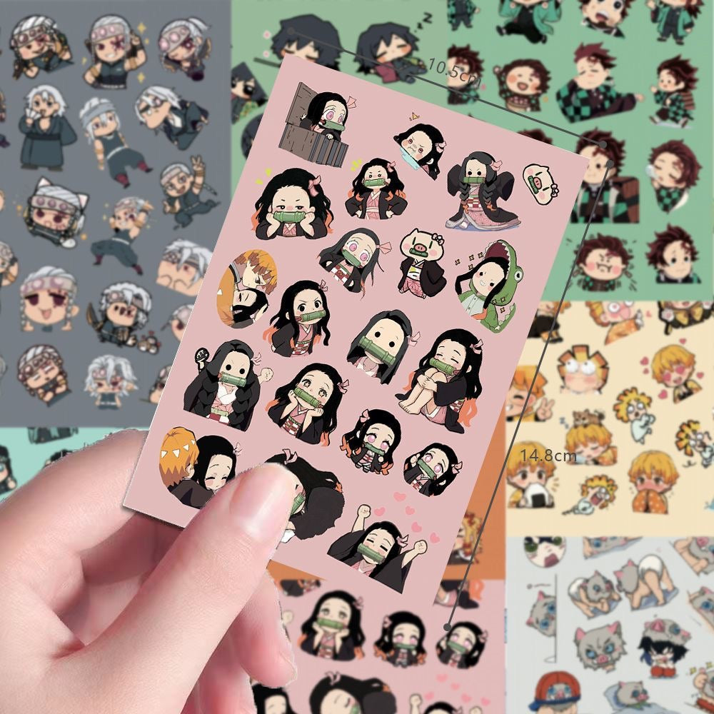8 Sheets Chibi Demon Slayer Stickers