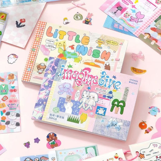 30Pages Cute Cartoon Sticker Book Label Stickers