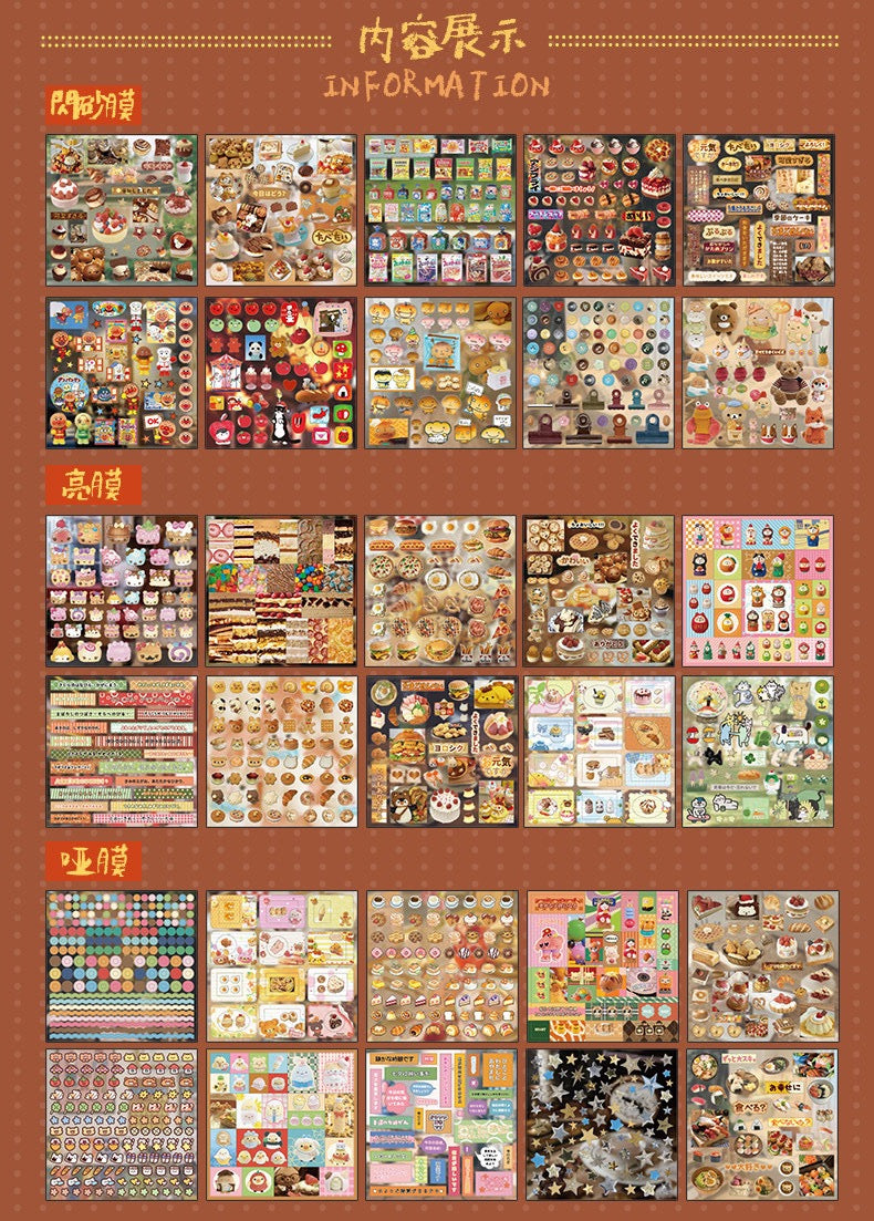 30Pages Japanese Style Vintage Food Sticker Book